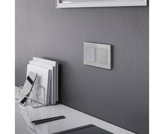 Сенсорный выключатель двухклавишный с функцией Wi-Fi Werkel серебряный W4520606 4690389171246, изображение 2