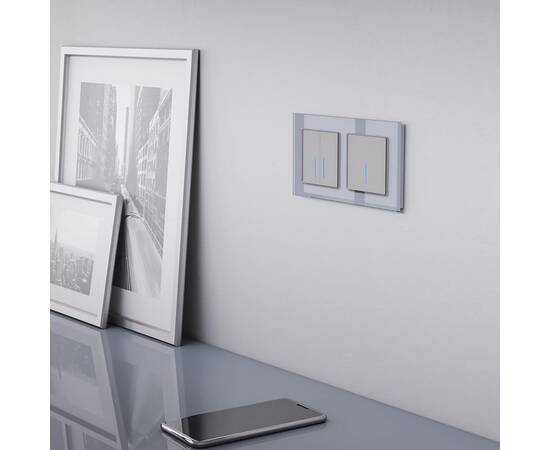 Сенсорный выключатель двухклавишный с функцией Wi-Fi Werkel серебряный W4520606 4690389171246, изображение 4