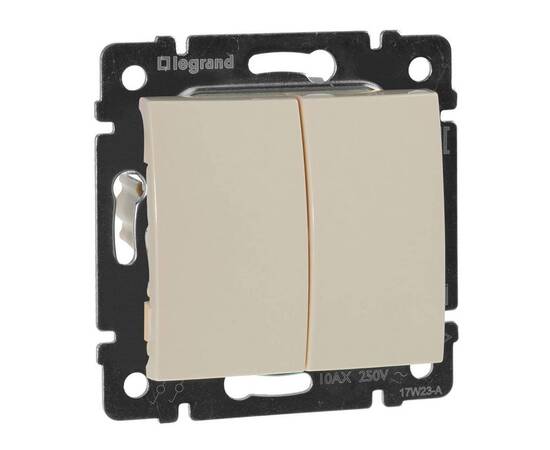Выключатель двухклавишный Legrand Valena 10A 250V cлоновая кость 774305