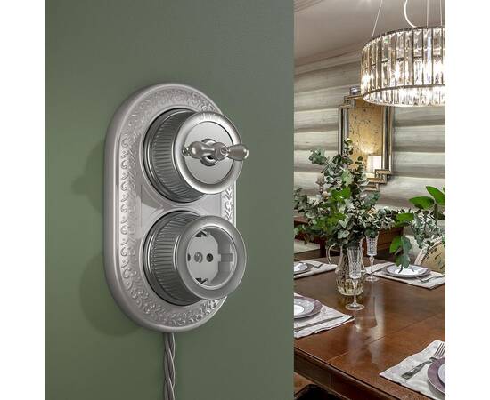 Выключатель Werkel на 4 положения двухклавишный Retro матовый хром WL19-01-05 4690389143427, изображение 5