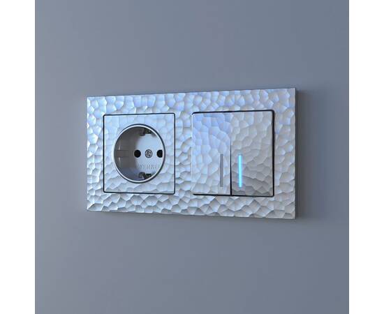 Выключатель Werkel Hammer двухклавишный проходной с подсветкой серебряный W1222106 4690389162633, изображение 2