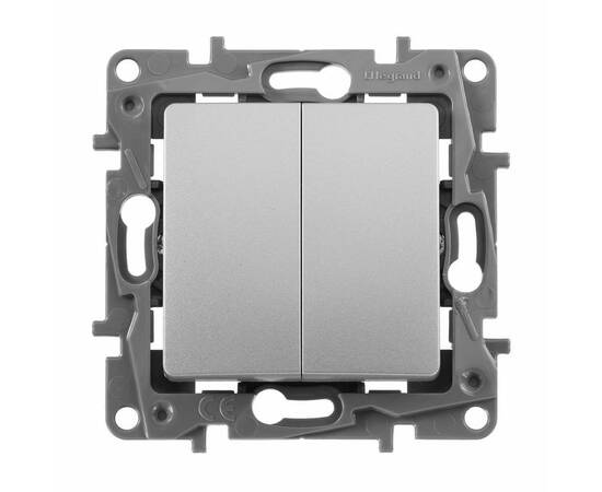 Переключатель двухклавишный Legrand Etika 10A 250V алюминий 672412, изображение 3