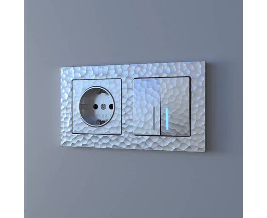 Выключатель Werkel Hammer двухклавишный с подсветкой серебряный W1220106 4690389162367, изображение 2