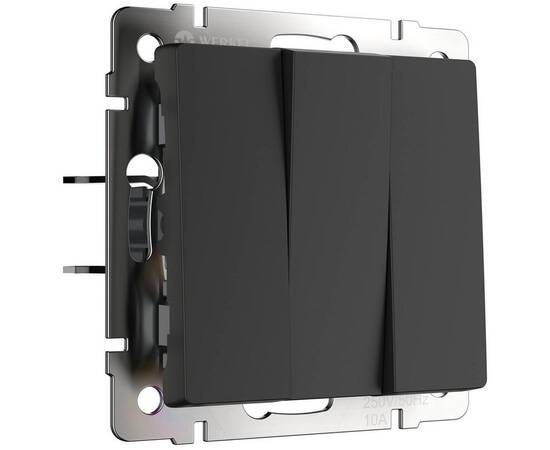 Выключатель трехклавишный Werkel черный матовый W1130008 4690389156755