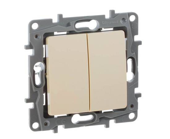Переключатель двухклавишный Legrand Etika 10A 250V слоновая кость 672312