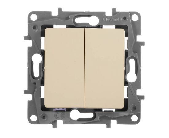 Переключатель двухклавишный Legrand Etika 10A 250V слоновая кость 672312, изображение 3