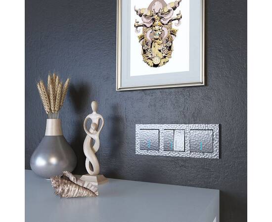 Выключатель Werkel Hammer одноклавишный проходной с подсветкой серебряный W1212106 4690389162114, изображение 2