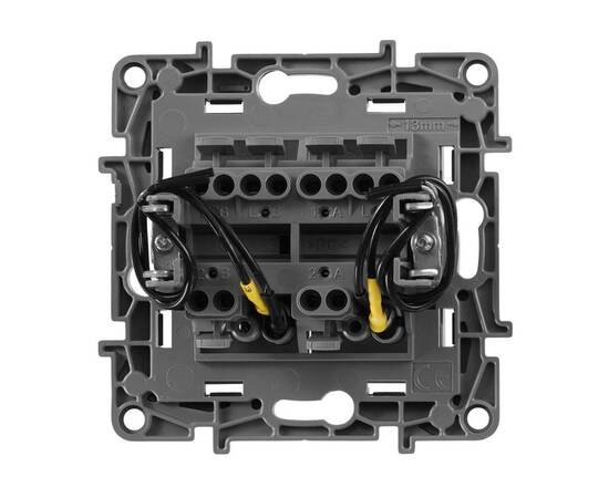 Выключатель 2-х клавишный с 2-х мест (переключатель) с подсветкой, алюминий, изображение 2