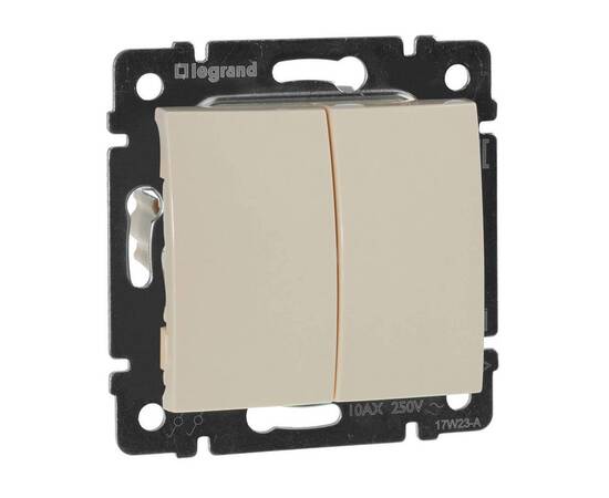 Переключатель двухклавишный на 2 направления Legrand Valena 10A 250V cлоновая кость 774308