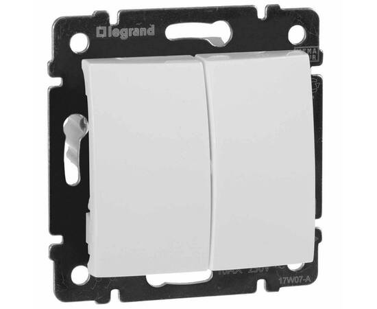 Переключатель кнопочный двухклавишный Legrand Valena белый 774218