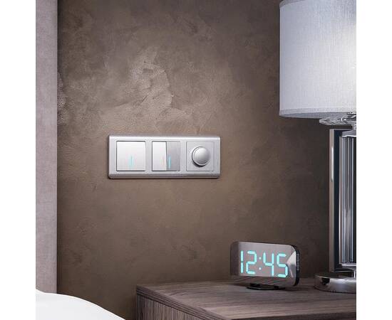 Выключатель Werkel двухклавишный проходной с подсветкой cеребряный рифленый W1122109 4690389159633, изображение 4