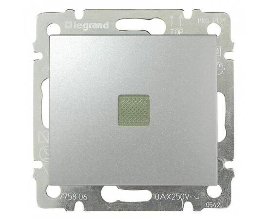 Переключатель одноклавишный промежуточный Legrand Valena 10A 250V с подсветкой алюминий 770148