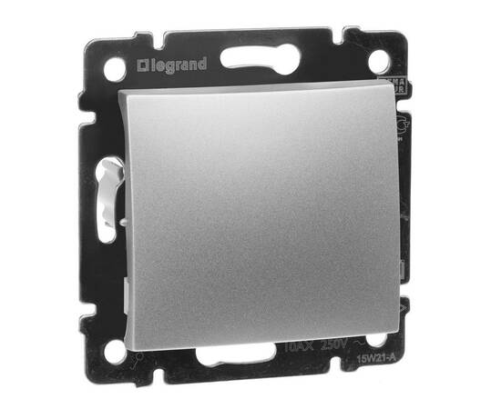 Переключатель одноклавишный проходной Legrand Valena 10A 250V алюминий 770106