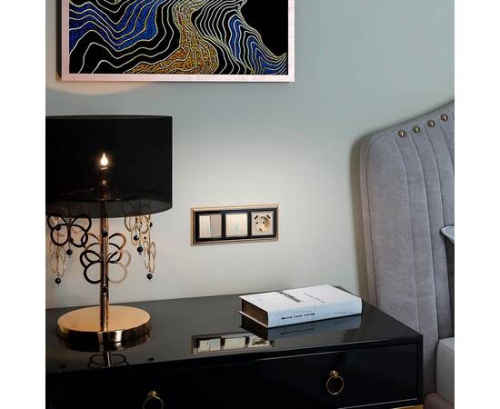 Выключатель Werkel двухклавишный проходной с подсветкой шампань рифленый W1122110 4690389160257, изображение 4