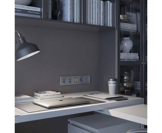 Лицевая панель Werkel Hammer для двойной розетки Еthernet RJ-45 серебряный W1291106 4690389163159, изображение 2