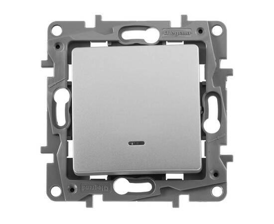 Выключатель 1-но клавишный с 2-х мест (переключатель) с подсветкой, алюминий, изображение 2