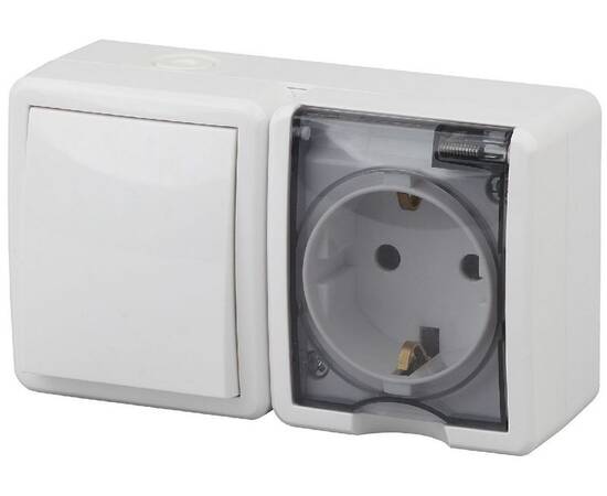 Блок розетка+выключатель Эра 11-7401-01 Б0020733