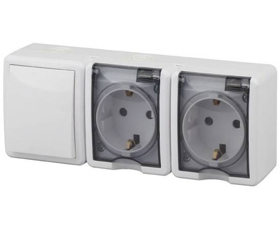 Блок две розетки+выключатель Эра 11-7403-01 Б0027673