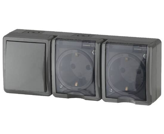 Блок две розетки+выключатель Эра 11-7403-03 Б0027674