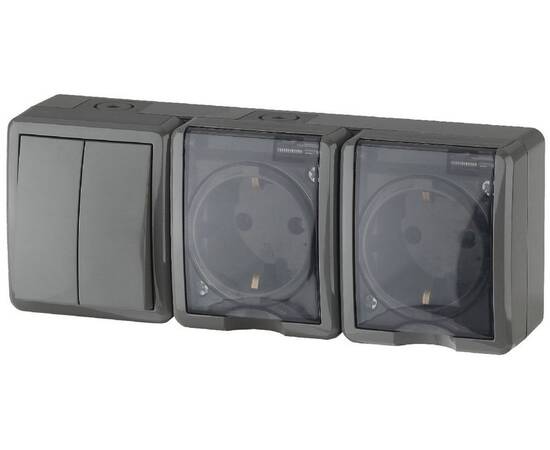 Блок две розетки+выключатель двойной Эра 11-7404-03 Б0027676