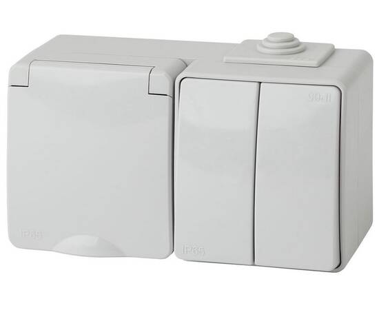 Блок розетка + выключатель двойной Эра 11-7602-03 Б0035994