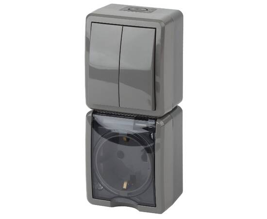 Блок розетка + выключатель двойной Эра 11-7408-03 Б0036007