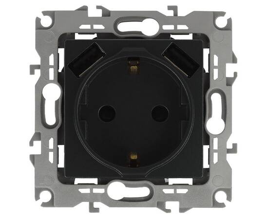 Розетка 2P+E со шторками и 2xUSB Эра 14-4109-05 Б0047871