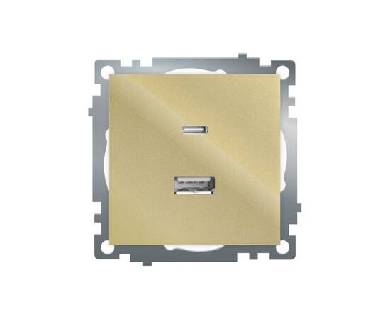 Розетка 2-местная USB + type C Stekker Катрин GLS10-7116-08 50053