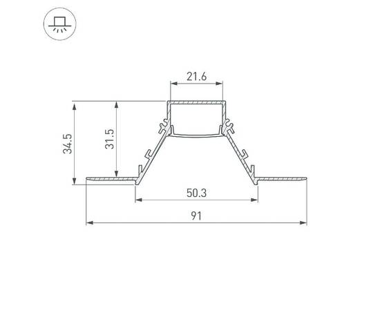 Алюминиевый профиль Arlight COMFORT21-V-FANTOM-2000 ANOD 053032, изображение 3