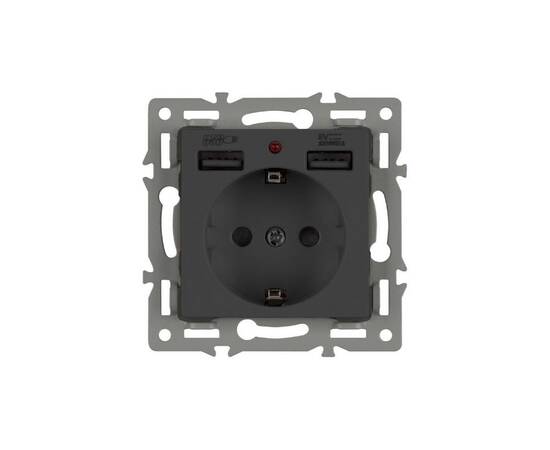 Механизм розетки с USB зарядкой Arlight SCT-MUAA-PL-BK (250V, 16A) 043734