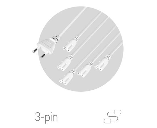 Разветвитель сетевой для линейных светильников Эра Разветвитель 5х IEC C5 2 м Б0059055