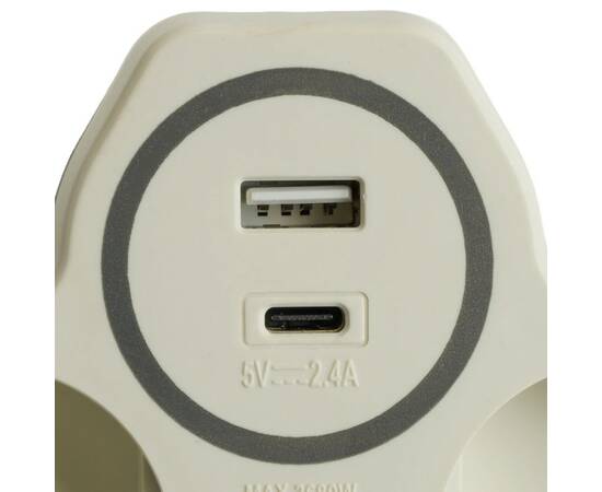 Разветвитель сетевой 2-местный с/з и USB+Type C Stekker ADP16-15-20 50071, изображение 5