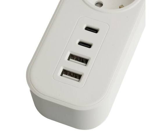 Сетевой фильтр 3-местный с/з и 2 USB-A+2 Type-C Stekker Nova HM21-31-02 50099, изображение 4