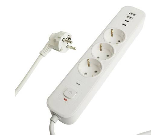 Сетевой фильтр 3-местный с/з и 2 USB-A+2 Type-C 3 Stekker Nova HM21-31-03 50100