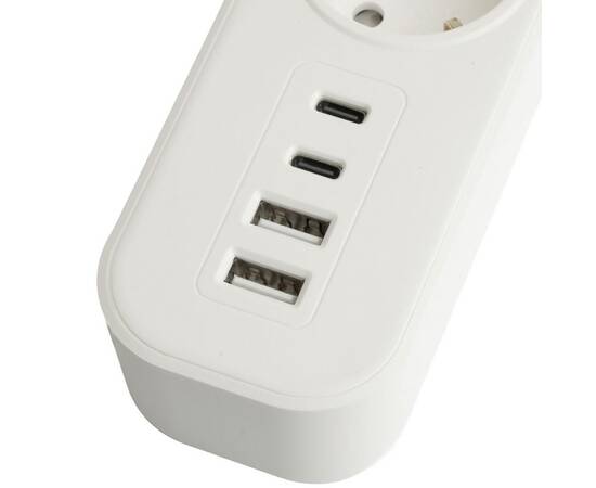 Сетевой фильтр 5-местный с/з и 2 USB-A+2 Type-C 3 Stekker Nova HM21-51-03 50103, изображение 4