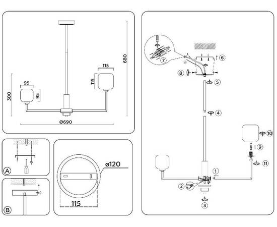 Люстра на штанге Ambrella Light High Light Heigh Light LH53001, изображение 9