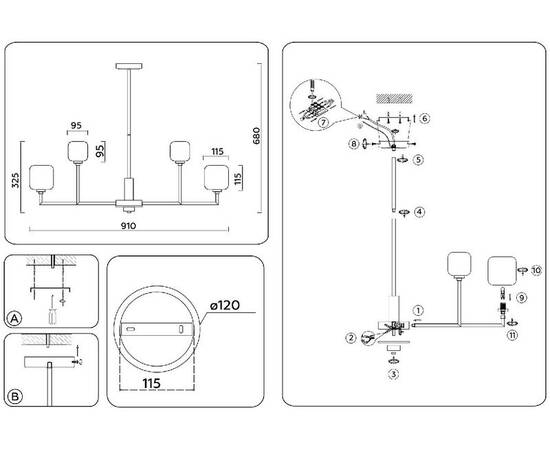 Люстра на штанге Ambrella Light High Light Heigh Light LH53005, изображение 5