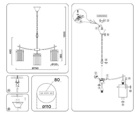 Подвесная люстра Ambrella Light High Light Heigh Light LH56033, изображение 6