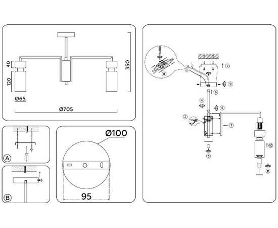 Люстра на штанге Ambrella Light High Light Heigh Light LH56126, изображение 8