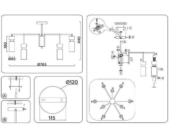 Люстра на штанге Ambrella Light High Light Heigh Light LH56128, изображение 6