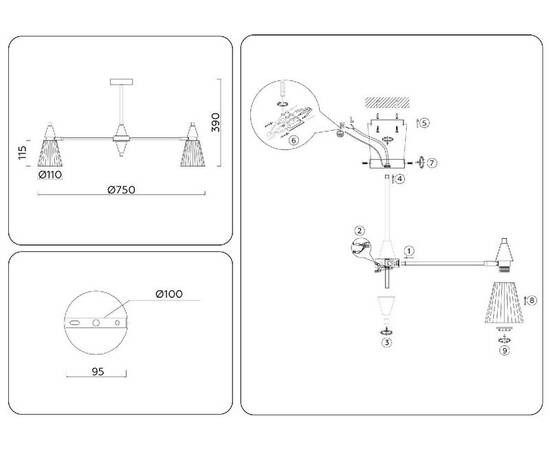 Люстра на штанге Ambrella Light High Light Heigh Light LH58116, изображение 8
