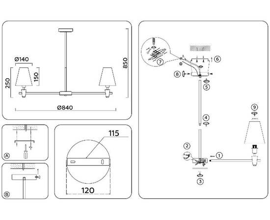 Люстра на штанге Ambrella Light High Light Heigh Light LH75053, изображение 8