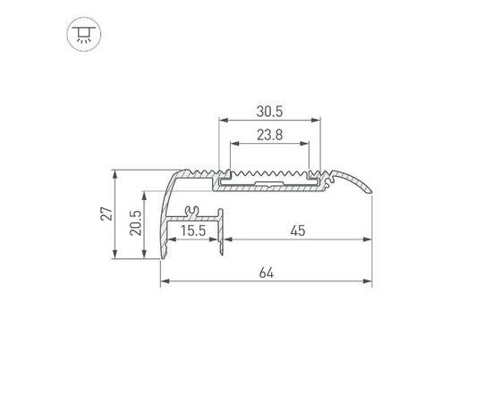 Профиль Arlight STAIR-W65-2000 ANOD 045666, изображение 3
