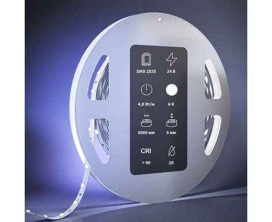 Светодиодная лента Maytoni Ultra 24В 2835 4,8Вт/м 6000К 5м IP20 201011, изображение 3