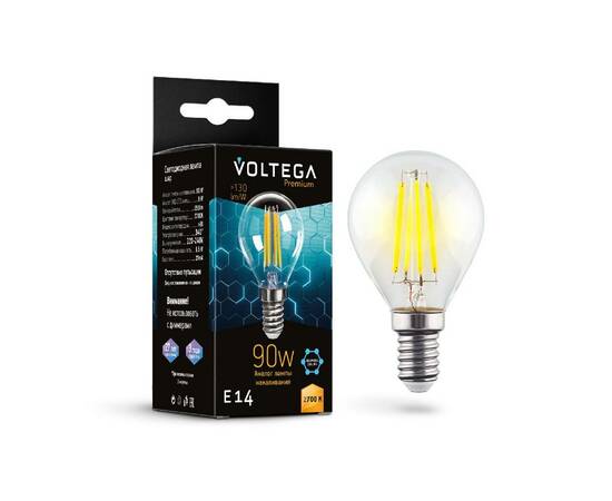 Лампа светодиодная филаментная Voltega E14 6W 2700K груша прозрачная 7221