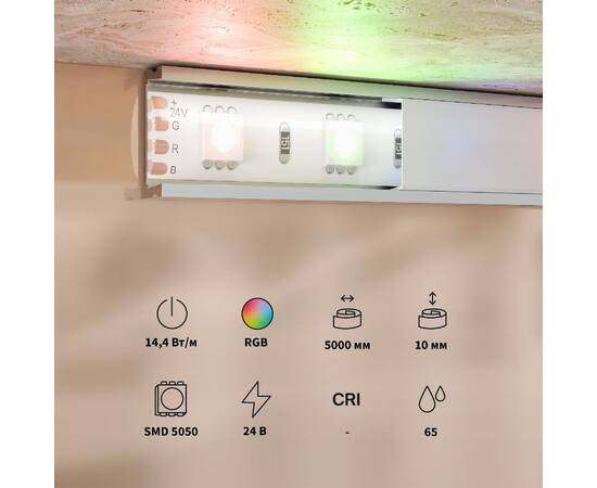 Светодиодная лента Maytoni Base 24В 5050 14,4Вт/м RGB 5м IP65 201198, изображение 3