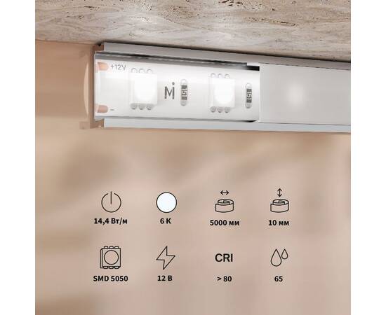 Светодиодная лента Maytoni Base 12В 5050 14,4Вт/м 6000K 5м IP65 201188, изображение 3