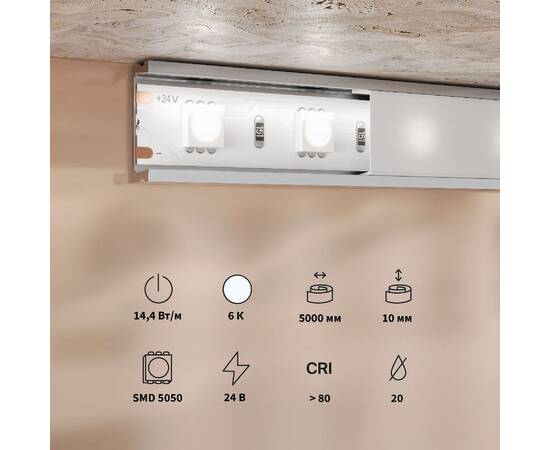 Светодиодная лента Maytoni Base 24В 5050 14,4Вт/м 6000K 5м IP20 201191, изображение 3