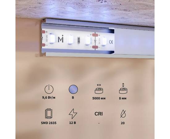 Светодиодная лента Maytoni Base 12В 2835 9,6Вт/м Синий 5м IP20 201173, изображение 3