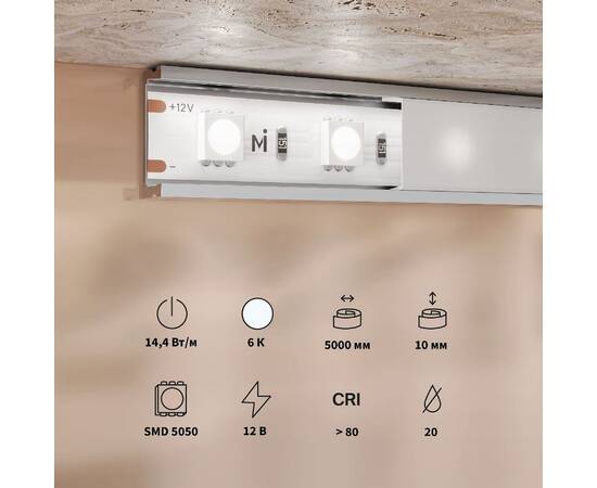 Светодиодная лента Maytoni Base 12В 5050 14,4Вт/м 6000K 5м IP20 201185, изображение 3